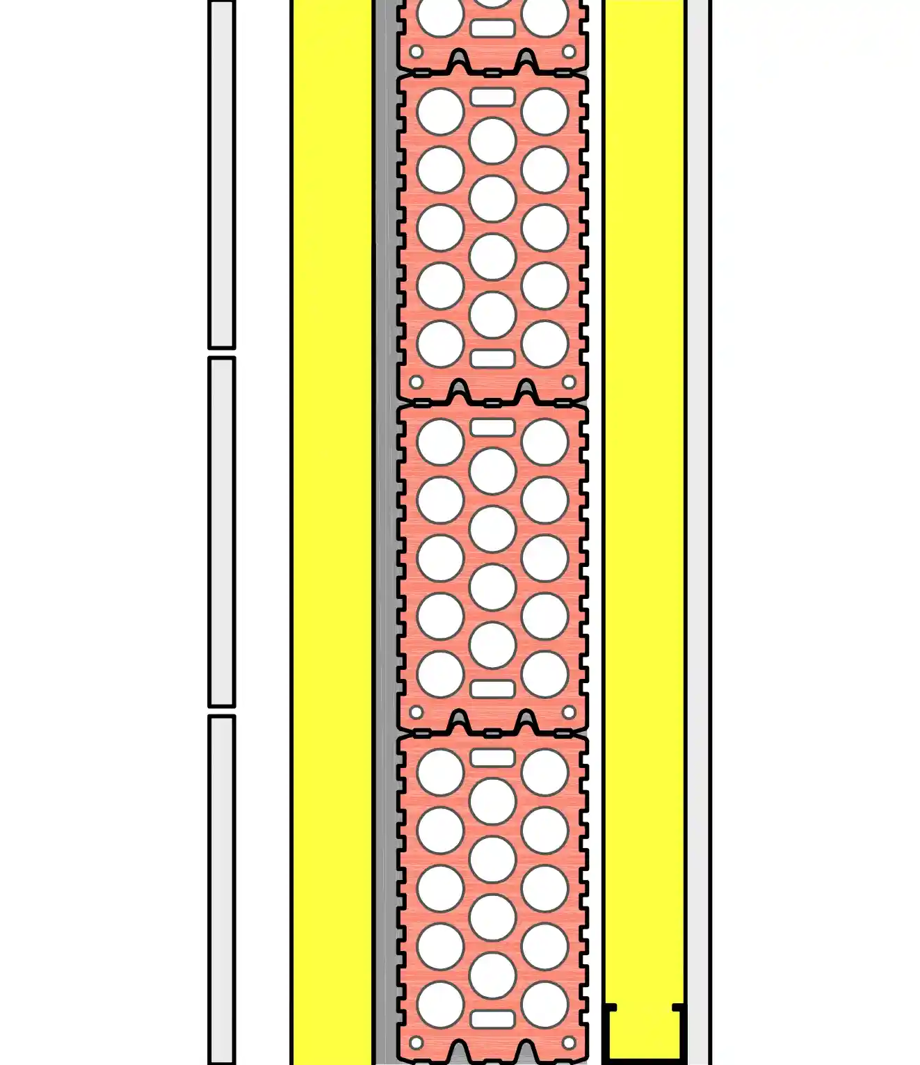 Imágen de sección de fachada ventilada con trasdosado autoportante para Ladrillo Drybrick Termoacústico